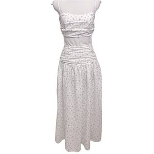 Olivaceous Floral Two-Piece Set |‎ Cream & Blue | Crop Top + Maxi Skirt | Sz S